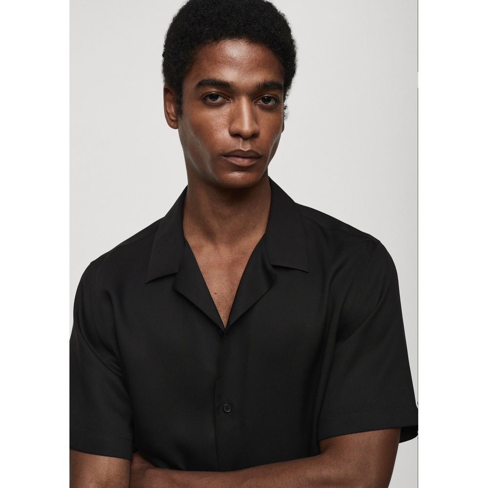 MNG Improved Mens Black Short Sleeve Button Up Thermoregulator Shirt - Picture 8 of 8
